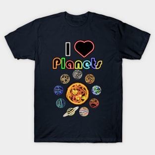 Electric Solar System I Love Planets T-Shirt
